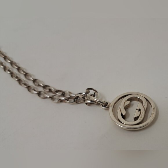 Gucci Women's Interlocking GG Logo Chain Necklace Sterling Silver AG 925 11" - Picture 6 of 16